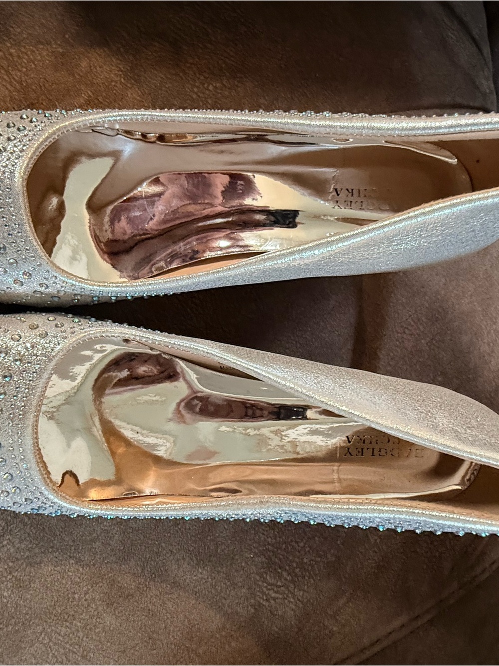 Beaded Metallic Ivory Women’s Dress Flats